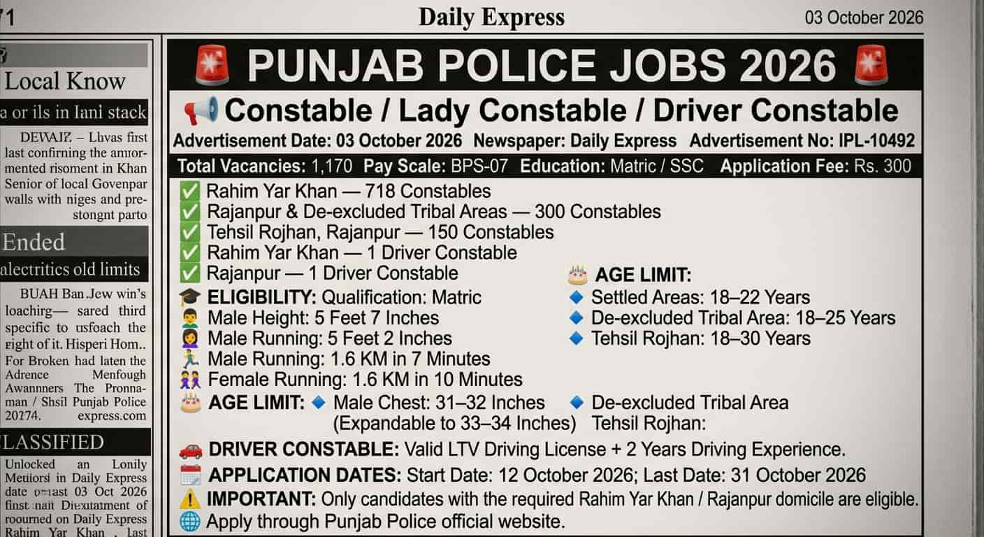 Punjab Police Jobs 2026 online apply latest vacancies